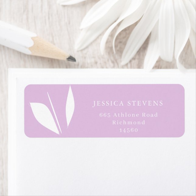 Minimalistische weiße Silhouette Blätter lila (Insitu)