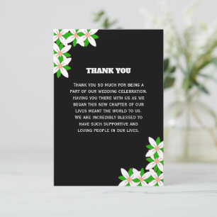 Minimalistische weiße und grüne Blume Dankeskarte