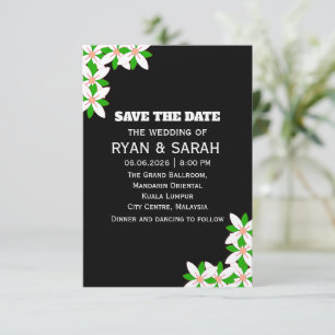 Minimalistische weiße und grüne Blume Save The Date