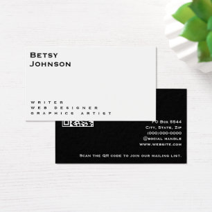 Minimalistische weiße und schwarze Visitenkarte mi