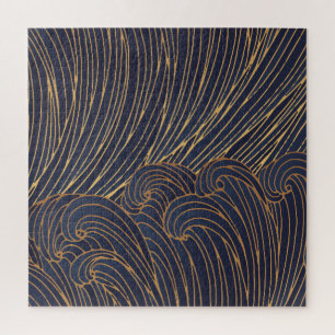 Minimalistische Wellen, Berglinienkunst. Puzzle