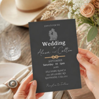 Minimalistische westliche Hochzeitseinladung Dunke Einladung