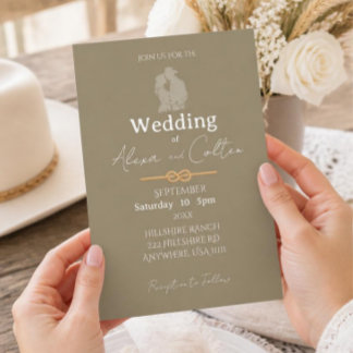 Minimalistische westliche Hochzeitseinladung sanft Einladung