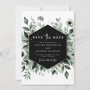 Minimalistische Whimsical Romantic Sage Green Wedd Save The Date