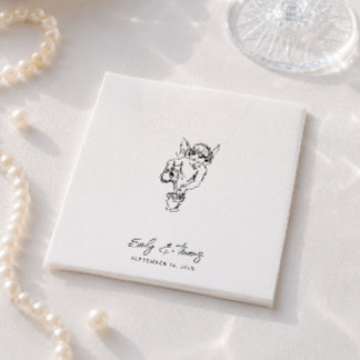 Minimalistische Whimsical-Tinte Handgezeichnete Ho Serviette