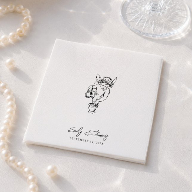Minimalistische Whimsical-Tinte Handgezeichnete Ho Serviette (Minimalist Whimsical Ink Hand Drawn Wedding Napkins)