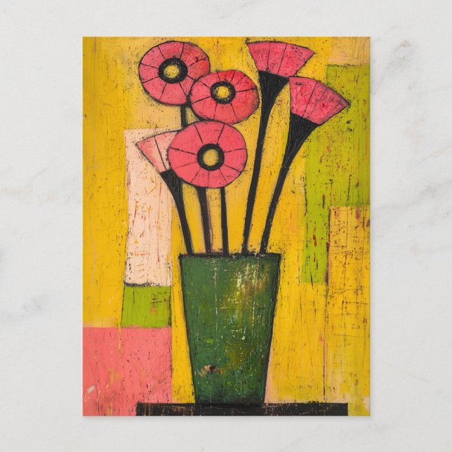 Minimalistische Whimsy-Blume Nr. 047 Postkarte (Vorderseite)
