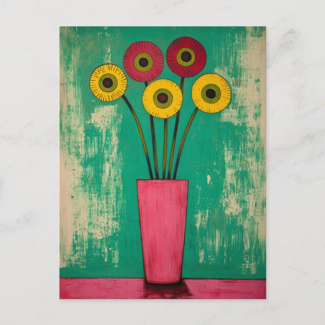 Minimalistische Whimsy-Blume Nr. 048 Postkarte (Vorderseite)