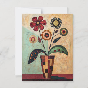 Minimalistische Whimsy-Blume Nr. 056 Postkarte