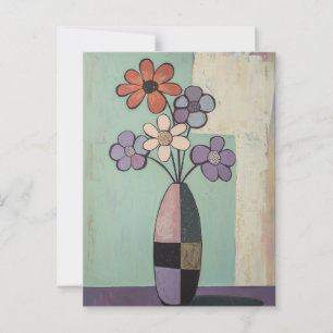 Minimalistische Whimsy-Blume Nr. 063 Postkarte