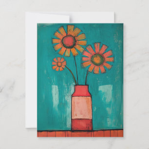 Minimalistische Whimsy-Blume Nr. 085 Postkarte