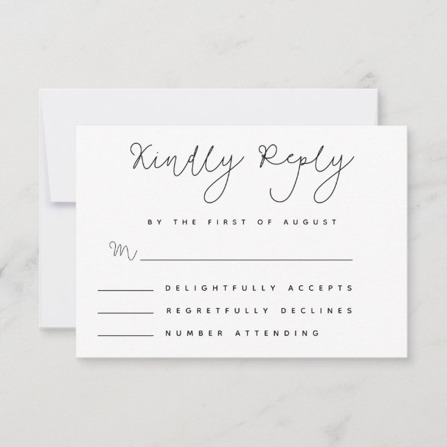 Minimalistische Whimsy-Handgeschriebene RSVP-Karte RSVP Karte (Vorderseite)