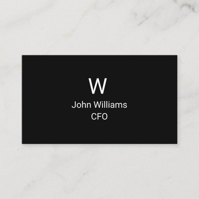 Minimalistische White Black Monogram Business Card Visitenkarte (Vorderseite)