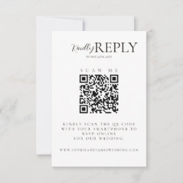 Minimalistische White + Black Wedding QR Code RSVP