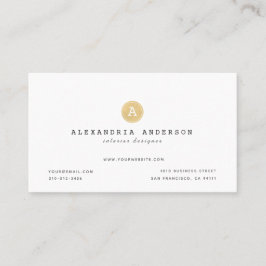 Minimalistische White Gold Monogram Business Card Visitenkarte