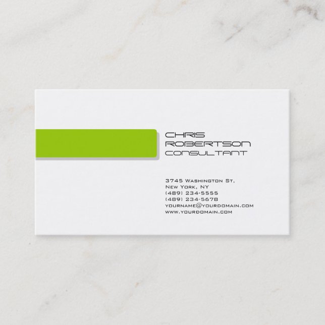 Minimalistische White Green Attractive Business Ca Visitenkarte (Vorderseite)