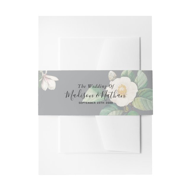 Minimalistische White Japanese Camellia Wedding Einladungsbanderole (Vorderseite Beispiel)