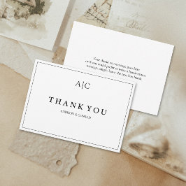 Minimalistische White Monogram Wedding Dankeschön Dankeskarte
