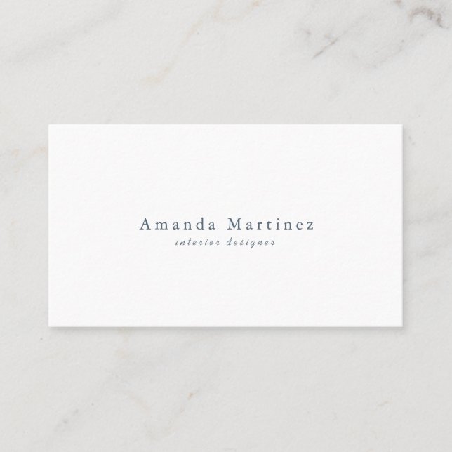 Minimalistische White & Navy Blue Business Card Visitenkarte (Vorderseite)