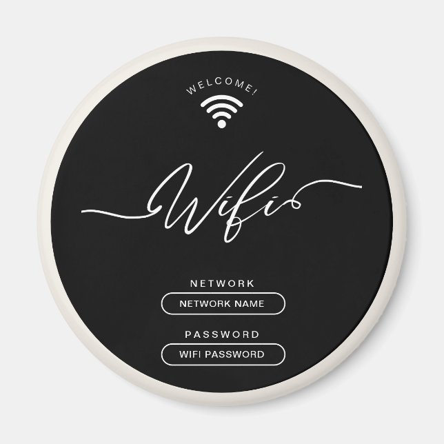 Minimalistische Wifi-Zone in Schwarz und Beige Magnet (Vorne)