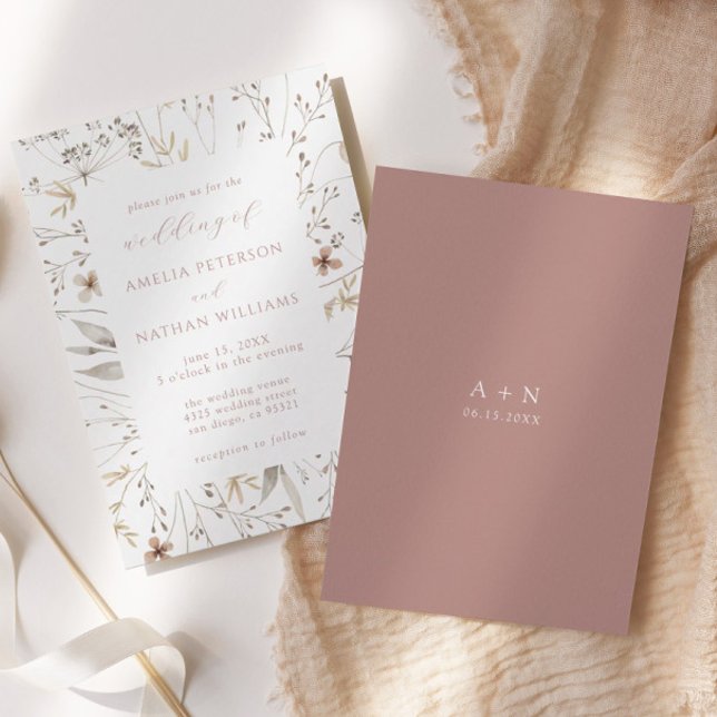 Minimalistische Wildblume Botanische Hochzeit Einladung (Von Creator hochgeladen)