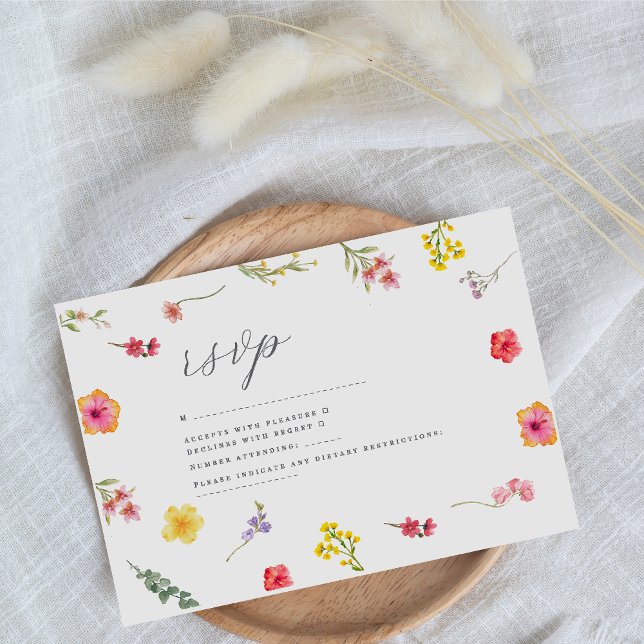 Minimalistische Wildblume - botanische Hochzeit im RSVP Karte (Von Creator hochgeladen)