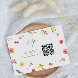 Minimalistische Wildblume - Botanische Hochzeit im RSVP Karte