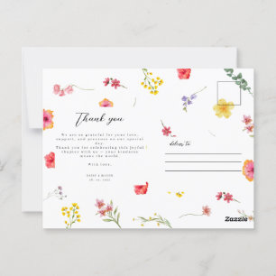 Minimalistische Wildblume Botanischer Dank für Ihr Postkarte