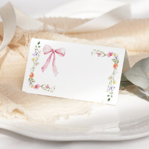 Minimalistische Wildblume Bow Platzkarte