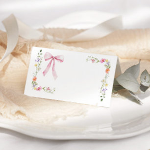 Minimalistische Wildblume Bow Platzkarte