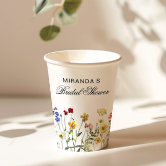 Minimalistische Wildblume Brautparty Return Pappbecher