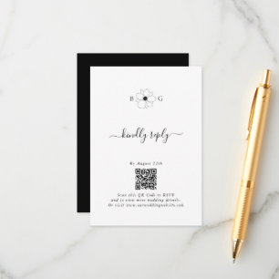 Minimalistische Wildblume handGezeichnet Monogramm Begleitkarte