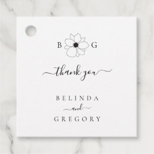 Minimalistische Wildblume handGezeichnet Monogramm Geschenkanhänger