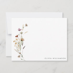Minimalistische Wildblume Personalisiert Name Stat Mitteilungskarte