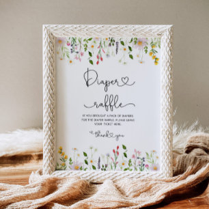 Minimalistische Wildblume-Windeln Tombola-Kinderdu Poster