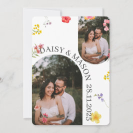 Minimalistische Wildblumen-Botanical-Hochzeit mit  Einladung