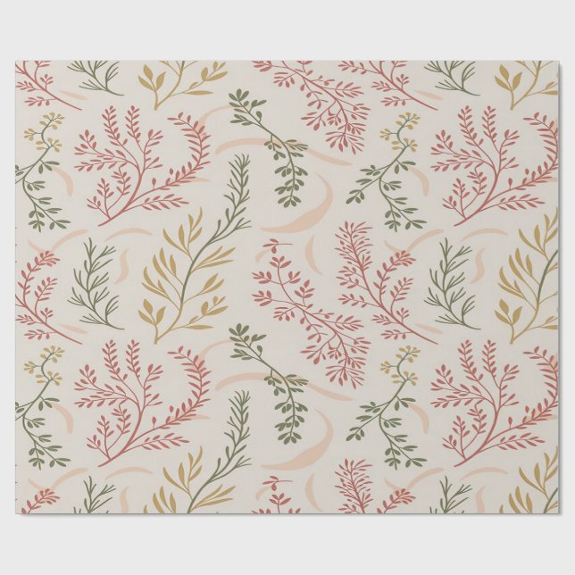 Minimalistische Wildblumen-Botanik-Verpackungspapi Geschenkpapier (Flach)