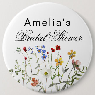 Minimalistische Wildblumen-Brautparty Button