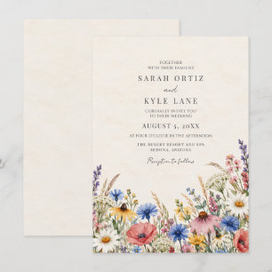 Minimalistische Wildblumen-Hochzeit im Freien Einladung