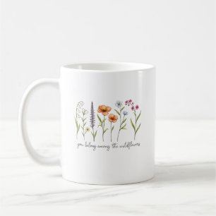 Minimalistische Wildblumen-Linienkunst - Elegant Kaffeetasse