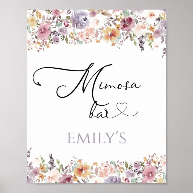 Minimalistische Wildblumen Mimosa Bar Poster (Vorne)