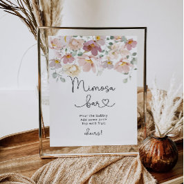 Minimalistische Wildblumen Mimosa Bar Poster