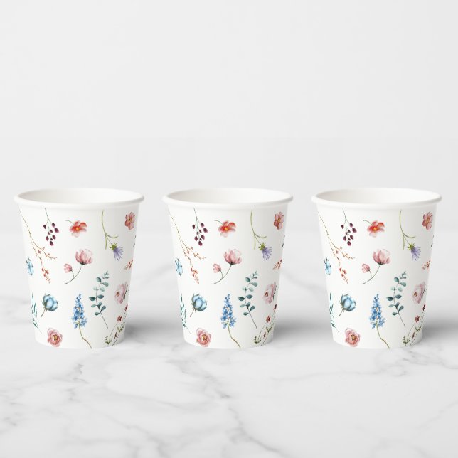 Minimalistische Wildblumen Pappbecher (Multi)