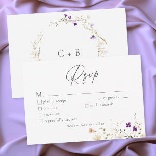 Minimalistische Wildblumen Romantische Botanische RSVP Karte