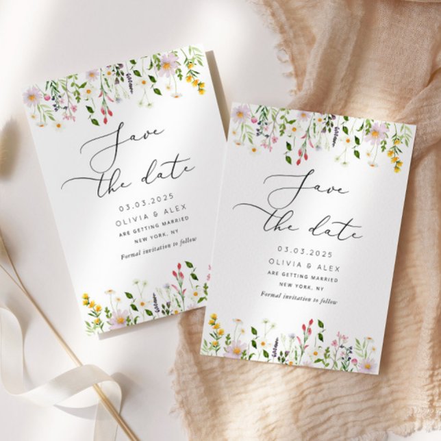 Minimalistische Wildblumen Save the Date (Von Creator hochgeladen)