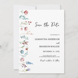 Minimalistische Wildblumen Save the Date Einladung
