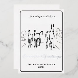 Minimalistische Wilde Pferdefamilie nach Maß Folien Feiertagskarte