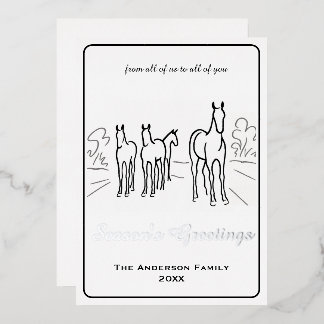 Minimalistische Wilde Pferdefamilie nach Maß Folien Feiertagskarte