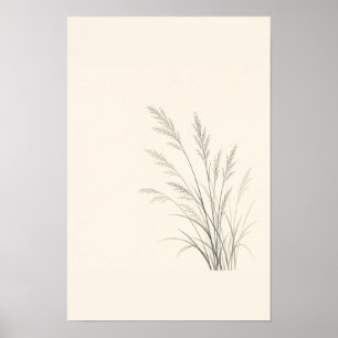 Minimalistische Wildgras-Botanik-Linienkunst-Wandk Poster