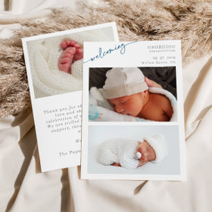 Minimalistische Willkommens-Foto-Baby-Ankündigungs Einladung